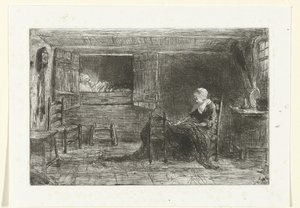 Kaksi hahmoa sisätiloissa tekijältä Jozef Israëls (possibly copy after)
