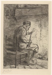 Interieur met roker The Smoker (otsikko esineessä) tekijältä Jozef Israëls