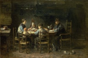 Talonpoikaisperhe pöydän ääressä tekijältä Jozef Israëls