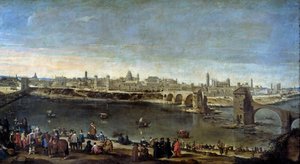 Näkymä Zaragozan kaupungista (Zaragoza) vuonna 1646 Juan Bautista del Mazon (1612-1667) maalaus 1646 Madrid, Prado-museo