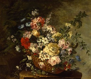 Asetelma kukkien kanssa korissa, n. 1780-1790