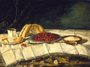 Asetelma mansikoita ja suklaata, n.1775-1790.