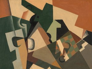 Lasi ja shakkilauta, c. 1917. tekijältä Juan Gris