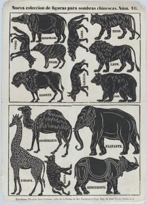 Arkki 10 kiinalaisten varjonukkejen kuvioita, 1859.