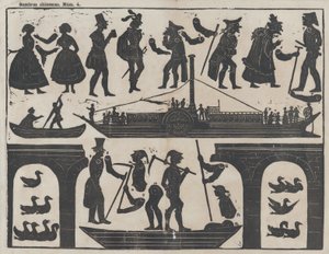Taulu 4 kiinalaisten varjonukkejen kuvioista, n. 1850-70.