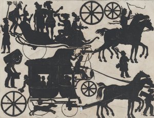 Taulu 5 kiinalaisten varjonukkejen kuvioista, n. 1850-70.
