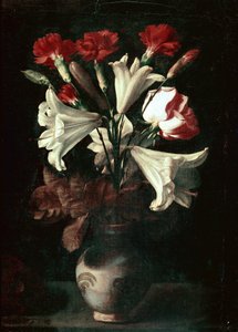 Florero (Liljat ja neilikat maljakossa) tekijältä Juan de (attr. to) Zurbaran