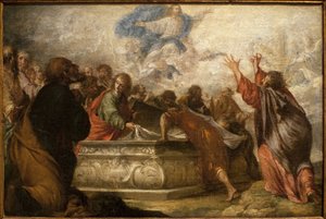 Neitsyt taivaaseenastuminen. Juan de Valdes Lealin (1622-1690) maalaus, öljy kankaalle, noin 1680. Museum of Fine Arts Sevillassa, Espanjassa.