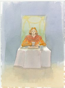 Keskiaikainen herra istui pöydän ääressä, 2004. tekijältä Judith Dobie