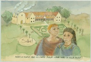 Marcus ja Julia äskettäin rakennetun huvilan kanssa, 2003. tekijältä Judith Dobie