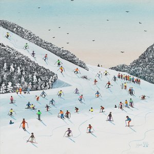 Alamäkeen juoksu (guassi paperille) tekijältä Judy Joel