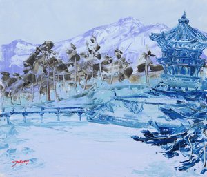 Rauhallinen sininen talvipagoda tekijältä Jukyong Park