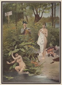 Naiset, jotka jäivät uimaan (väri litho)