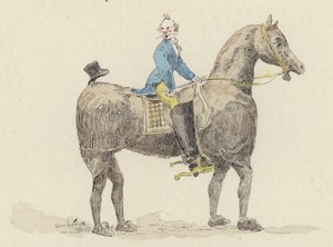 Klovni pukuhevosen selässä (väri litho)