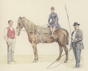 Hevosten kouluttimet (väri litho) tekijältä Jules Arsene (after) Garnier