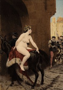 Milanon keisarin Federic (Frederic) Barberossan vaimo, jonka milanolaiset ajoivat ulos kaupungista. Hän ratsastaa Thacor-muulista. Pantagruel. Jules Garnierin kuvitus. Teoksessa "Rabelais et l