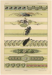Kovakuoriaiset, levy 14 Fantaisies dekoratiivista, kaiverrus Gillot, julkaisija Jules Rouam, Librairie de l