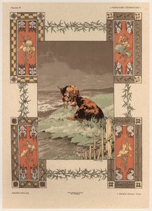Lehmät, levy 39 Fantaisies dekoratiivista, kaiverrus Gillot, julkaisija Jules Rouam, Librairie de l