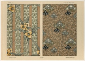 Kukat, levy 34 Fantaisies dekoratiivista, kaiverrus Gillot, julkaisija Jules Rouam, Librairie de l