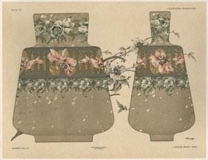 Maljakot, levy 28 julkaisusta "Fantaisies decorations", kaiverrus Gillot, julkaisija Jules Rouam, Librairie de l