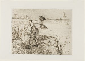 Ruohonleikkuri viikateen hiominen tekijältä Jules Bastien Lepage