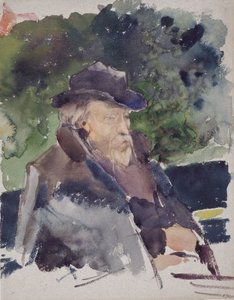Luonnos Edward Burne-Jonesista veneessä, Walton-on-Thames, 1880-1884. tekijältä Jules Bastien Lepage