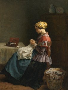 Jules Breton, 1868 - Pieni ompelijatar. tekijältä Jules Breton