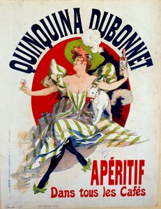 Mainostaan ​​Quinquina Dubonnet ""Aperitiivi kaikissa kahviloissa"". Jules Cheretin juliste (1836 - 1932)