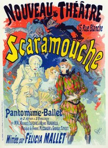 Taide. Viihde. Scaramouche, Felicia Malletin baletti. Jules Cheret, Ranska, n. 1895 (juliste) tekijältä Jules Cheret