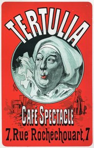 Taide. Viihde. Tertulia, esitys Cafe Spectaclessa, Pariisissa. Jules Cheretin juliste, n. 1870 (juliste) tekijältä Jules Cheret