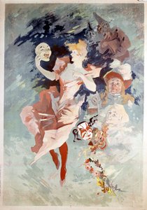 Jules Cheretin karnevaalijuliste: nainen naamiolla, B.N. Pariisi. 1800-luvulla. tekijältä Jules Cheret