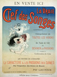Juliste, joka mainostaa Laciniusin kirjaa "La Vraie Clef des Songes", 1892