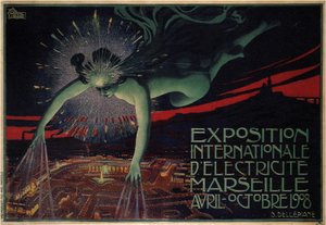 Kansainväliseen sähkönäyttelyyn vuonna 1908 tehty juliste tekijältä Jules Cheret