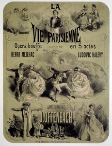 Jacques Offenbachin (1819-1880) juliste oopperaruokaan "Pariisilainen elämä" tekijältä Jules Cheret