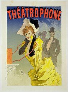 Jäljennös julisteesta, jossa mainostetaan "Theatrofone", 1890 (katso 41410)