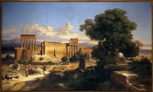 Balbeckin rauniot (tai Baalbek, Baalbec, muinainen Heliopolis, nykyinen Libanon). Jules Coignet
