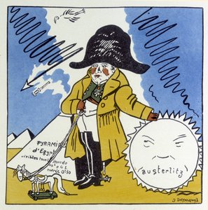 Austerlitz, Jena, Wagram: Karikatyyri Napoleonista 1 - Jules Depaquitin "" Histoire de France" -kirjassa, ill. itse, toim. Jonquieres, Pariisi