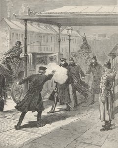 Kreivi Mihail Loris-Melikovin salamurha. Le Monde Illustré, 1880. tekijältä Jules Descartes Férat