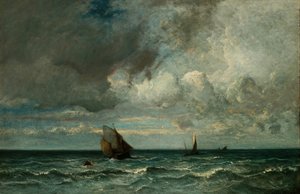 Haukkuja pakenemassa ennen myrskyä, 187075. tekijältä Jules Dupré