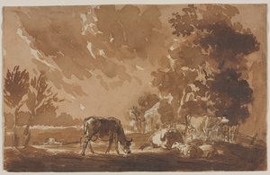 Maisema karjan kanssa, toinen tai viimeinen kolmas 1800-luku. tekijältä Jules Dupré