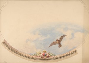 Suunnittelu pilvillä ja kohoavalla kotkalla maalattuun kattoon, 1800-luvun toinen puoli. Tekijät: Jules-Edmond-Charles Lachaise, Eugène-Pierre Gourdet. tekijältä Jules Edmond Charles Lachaise and Eugène Pierre Gourdet