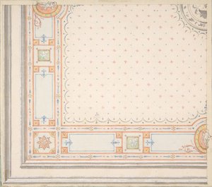 Suunnittelu kattosuoraan, mitoitukset suunnittelukoodilla verso, 1800-luvun toinen puoli. Tekijät: Jules-Edmond-Charles Lachaise, Eugène-Pierre Gourdet. tekijältä Jules Edmond Charles Lachaise and Eugène Pierre Gourdet