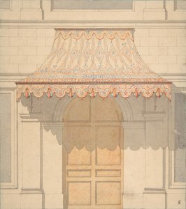 Suunnittelu markiisille oven päälle, maurilaiseen tyyliin, 1830-97. Tekijät: Jules-Edmond-Charles Lachaise, Eugène-Pierre Gourdet.