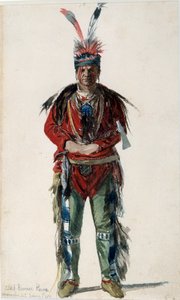 Amerikan intiaani: Pawnee Ponca -heimon intiaanipäällikön jalanjälki Jules Emile (Jules-Emile) Saintin (1829-1894) Litografia 1858 La Rochelle, Musee du Nouveau Monde