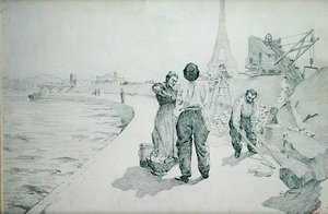 Näkymä Seinen rannoille, Pariisi tekijältä Jules Ernest Renoux