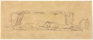 Luonnos haudalla makaavasta kuolleesta Kristuksesta, 1800-luku. tekijältä Jules Eugene Lenepveu