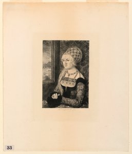 Nuoren naisen muotokuva, "Etchings of Pictures in the Metropolitan Museum, New York" tekijältä Jules Ferdinand Jacquemart