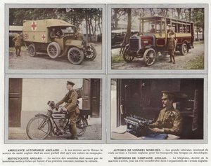 Englantilainen moottoriambulanssi, Lontoon linja-autot, englantilaiset moottoripyöräilijät, englanninkieliset maapuhelimet