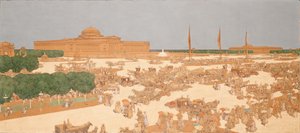 Jules Guerinin maalaus Proposed Plazasta Michigan Avenuella (akvarelli)