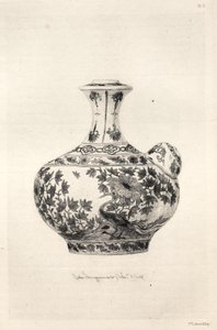 Keraamisen taiteen historia: A Descriptive and Philosophical Study of the Pottery of All Ages and All Nations: Persia: Pehmeä posliini - Gargoulette, koristeltu Simorgilla (levy VI).